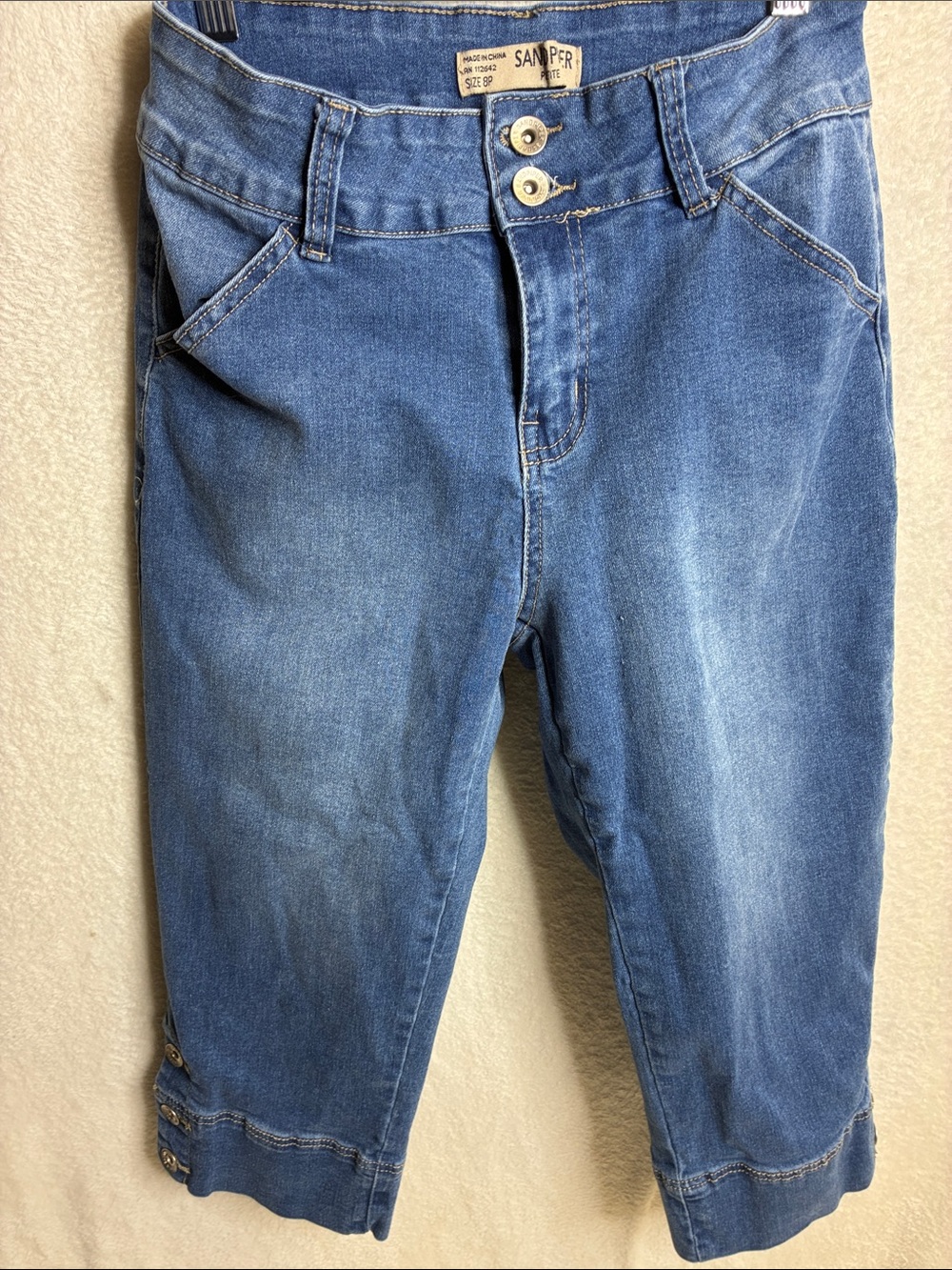 Sanp Er Blue Cropped Women's Jeans - Mid Rise Ankle